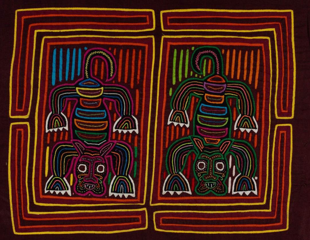 Traditional Red Orange And Yellow Rainforest Cat Mola