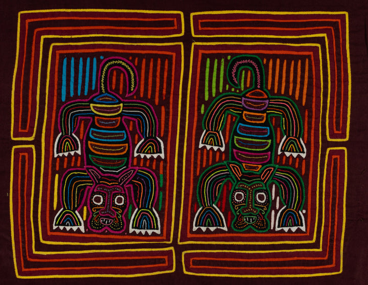 Traditional Red Orange And Yellow Rainforest Cat Mola