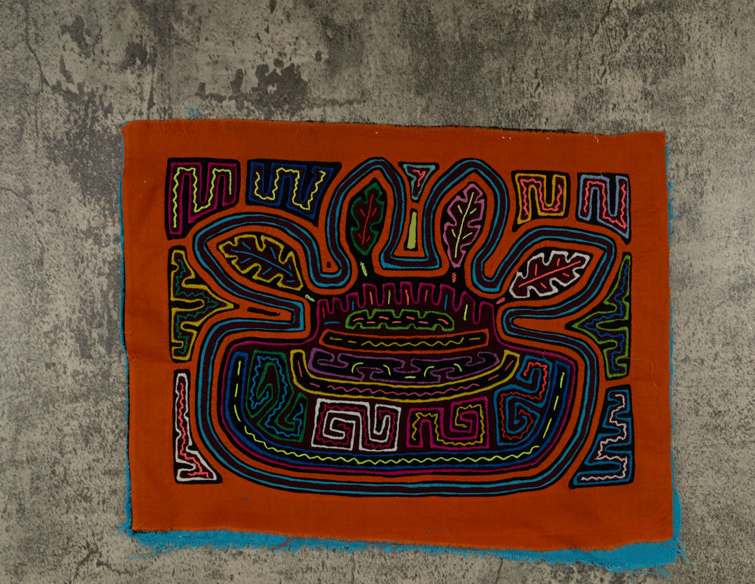 Orange Cacique Chief Feather Headdress Mola