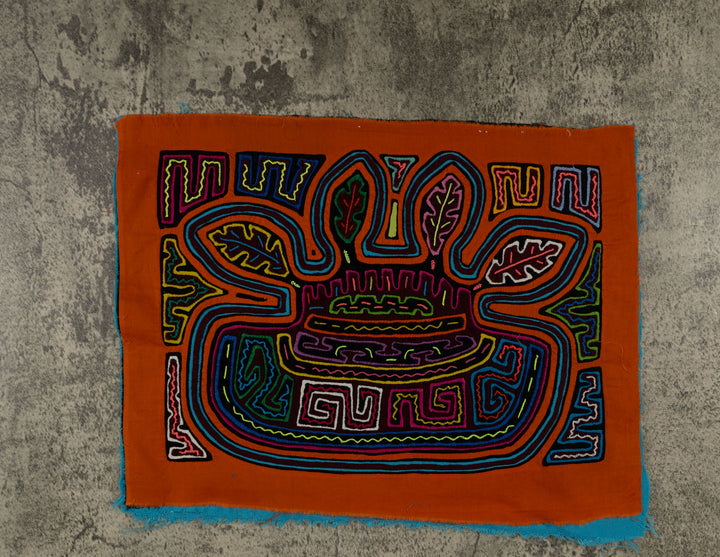 Orange Cacique Chief Feather Headdress Mola