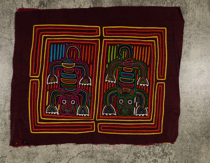 Traditional Red Orange And Yellow Rainforest Cat Mola