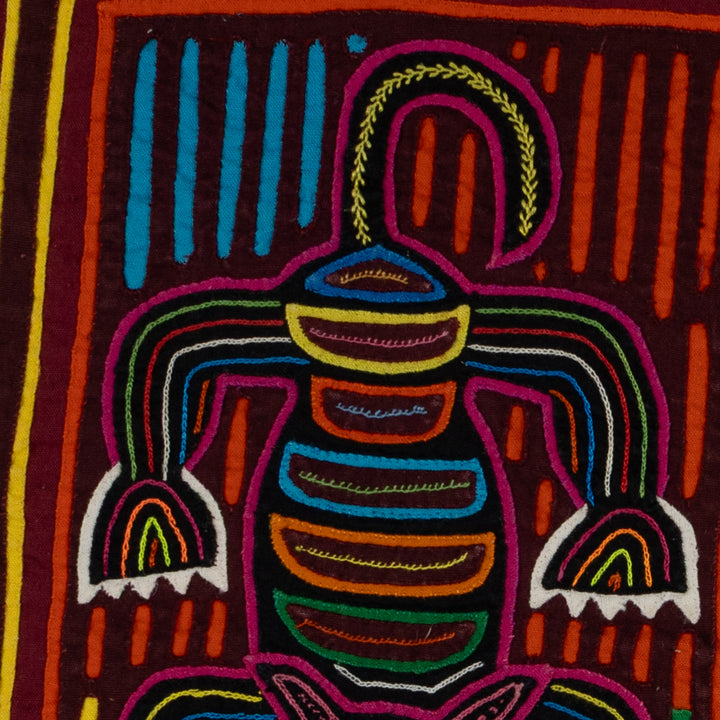 Traditional Red Orange And Yellow Rainforest Cat Mola