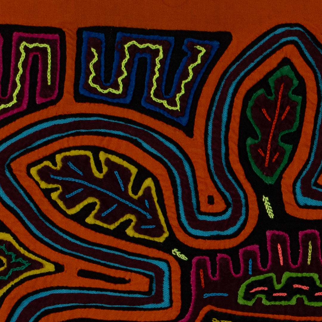 Orange Cacique Chief Feather Headdress Mola