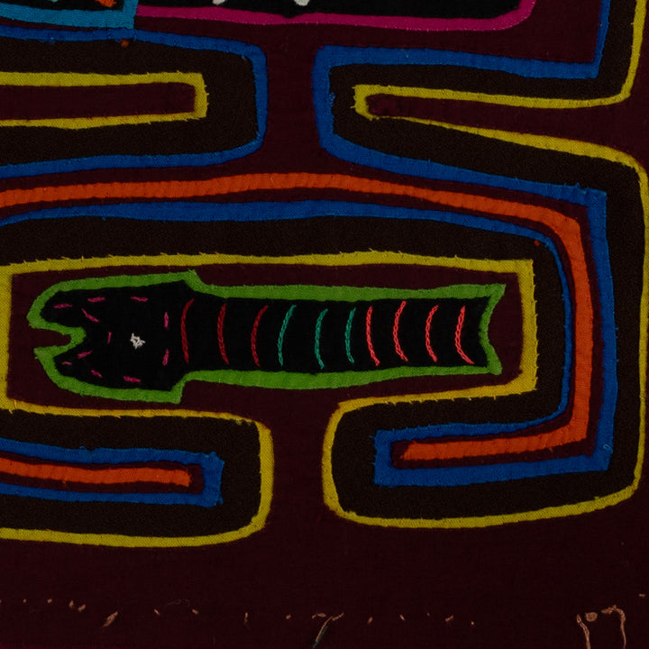 Traditional Burgundy Parrot Toucan And Snake Mola