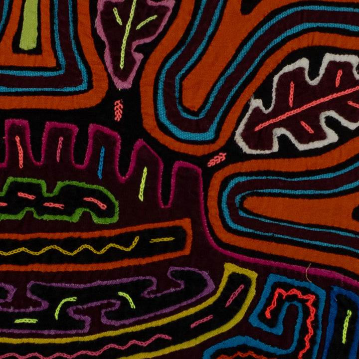 Orange Cacique Chief Feather Headdress Mola