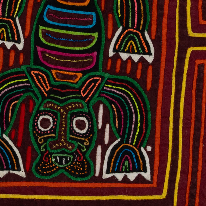 Traditional Red Orange And Yellow Rainforest Cat Mola