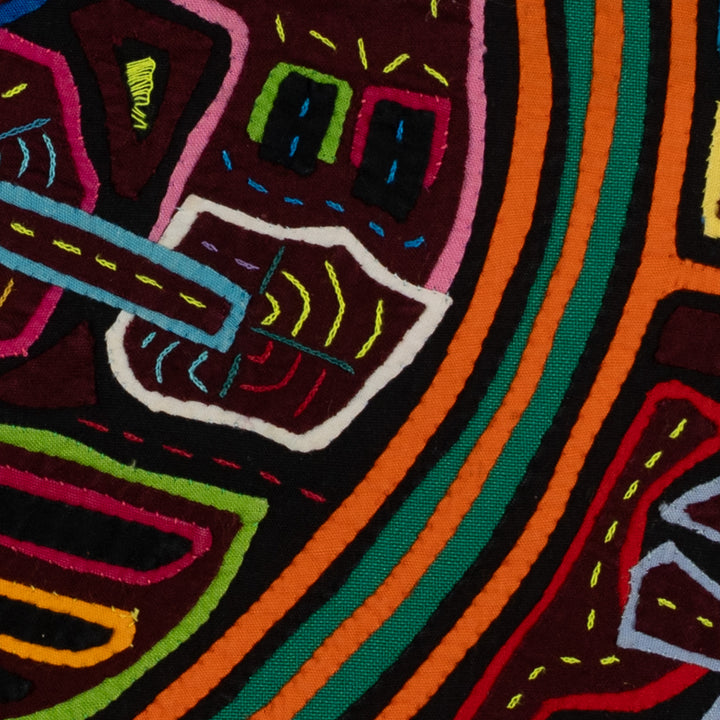 Traditional Orange And Green Bird Mola