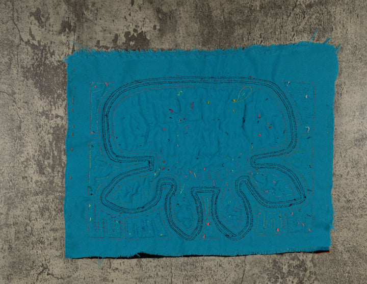 Orange Cacique Chief Feather Headdress Mola