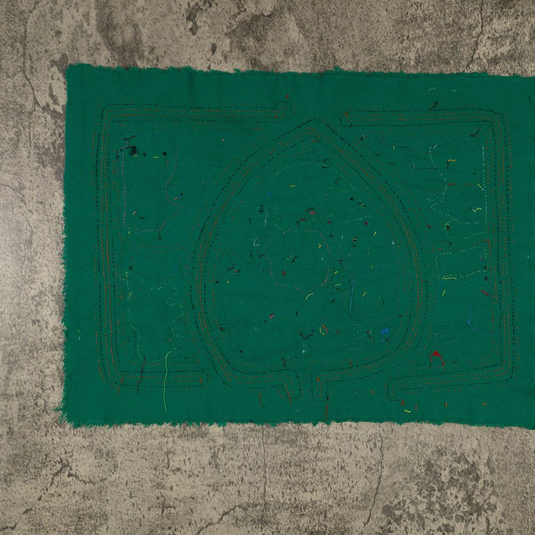 Traditional Orange And Green Bird Mola