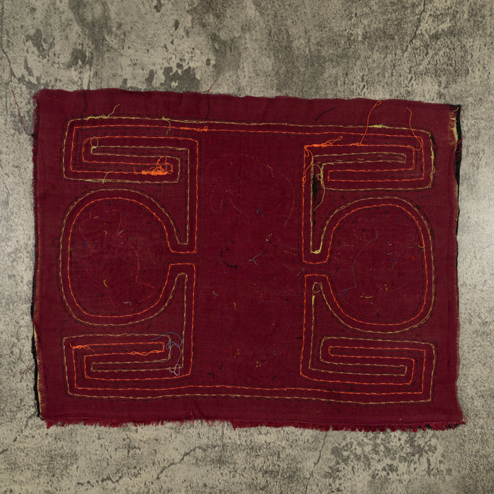 Traditional Red Orange And Black Bird Mola