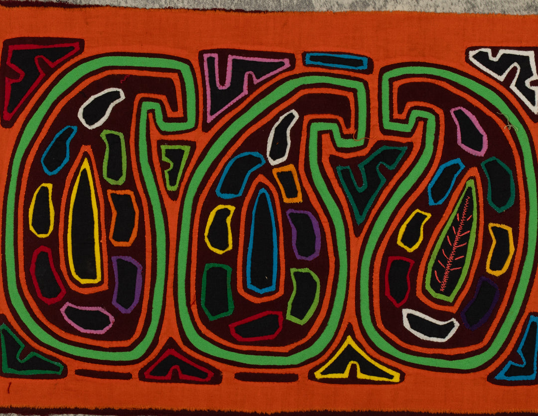 Traditional Orange And Green Gourd Mola