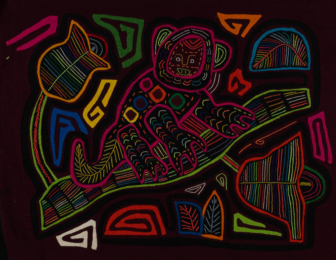 Burgundy And Pink Monkey Ape Of The Rainforest Mola