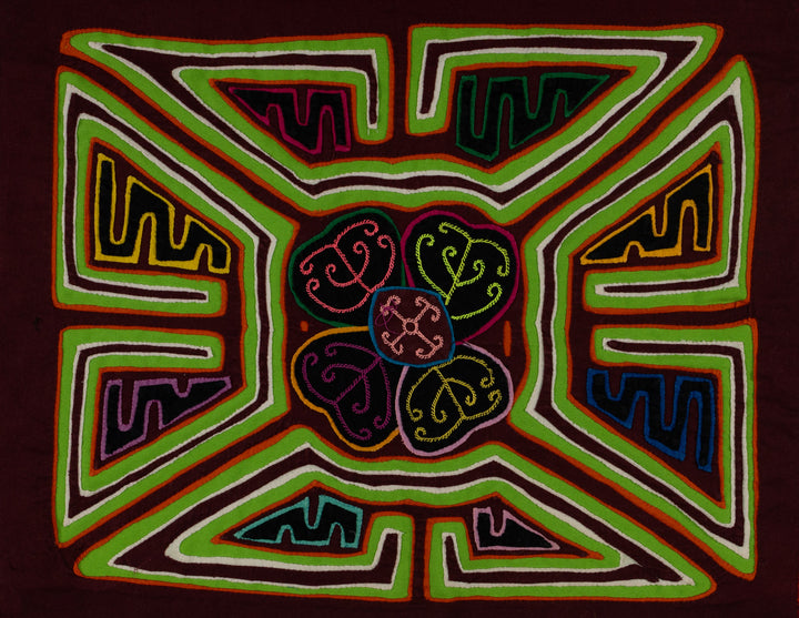 Classic Maroon And Green Floral Flower Mola