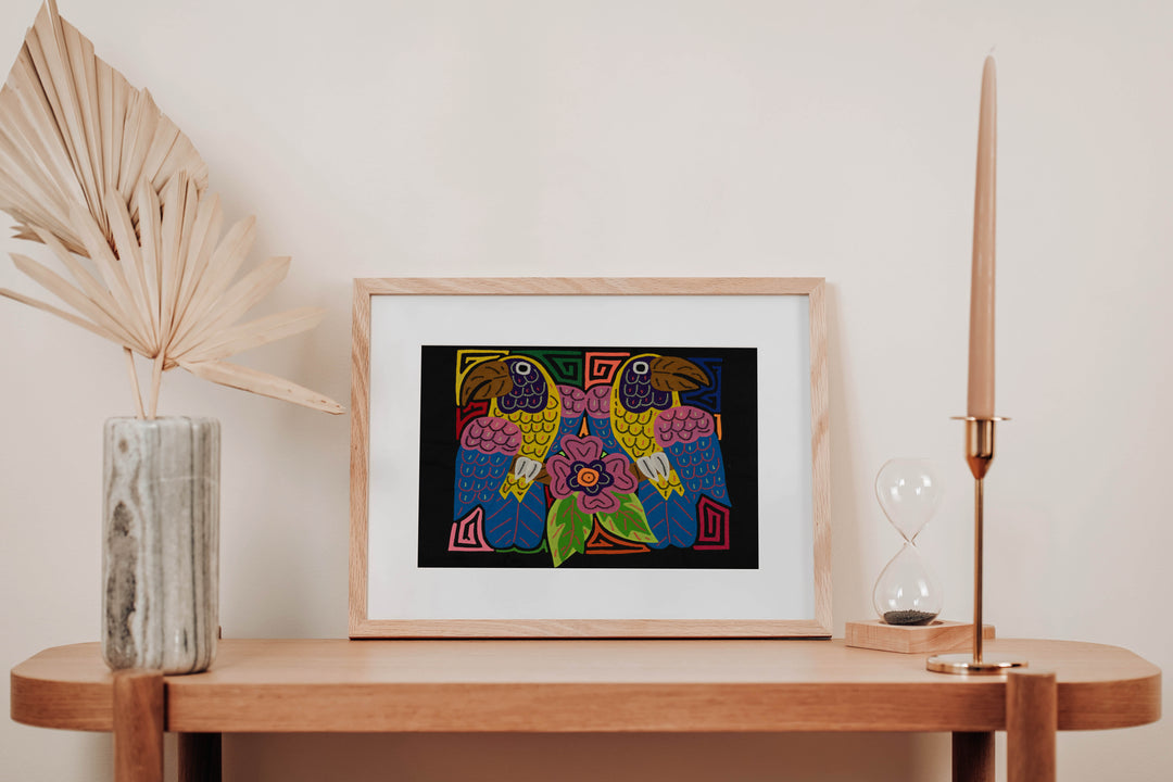 Fantasy Pink Blue And Yellow Two Toucan Parrot Bird Mola