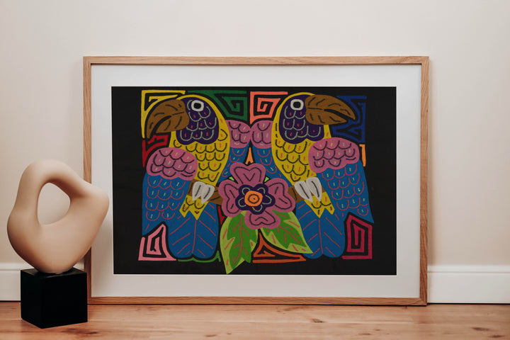 Fantasy Pink Blue And Yellow Two Toucan Parrot Bird Mola