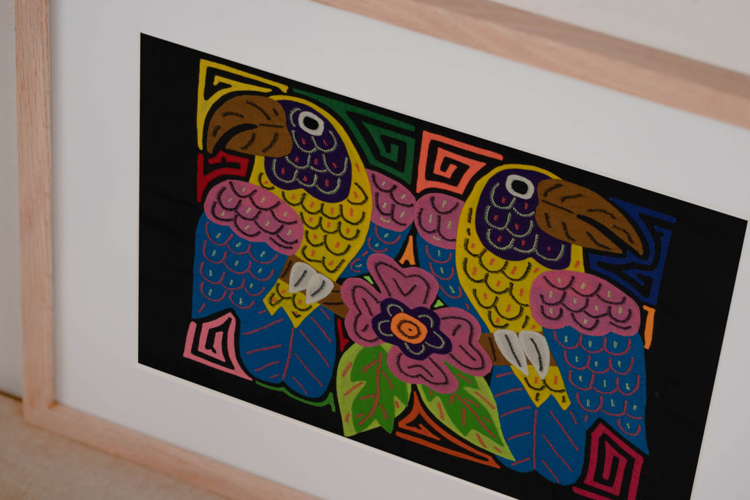 Fantasy Pink Blue And Yellow Two Toucan Parrot Bird Mola