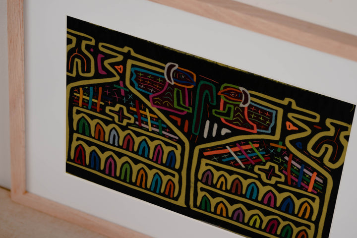 Traditional Black And Yellow Birdhouse Mola