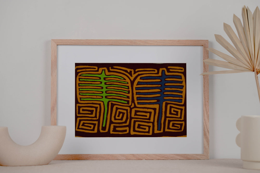 Traditional Blue Green And Gold Classic Mola