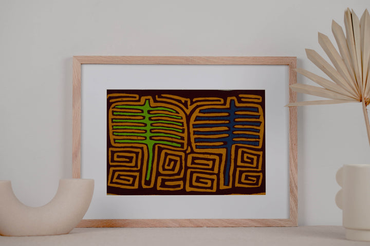 Traditional Blue Green And Gold Classic Mola