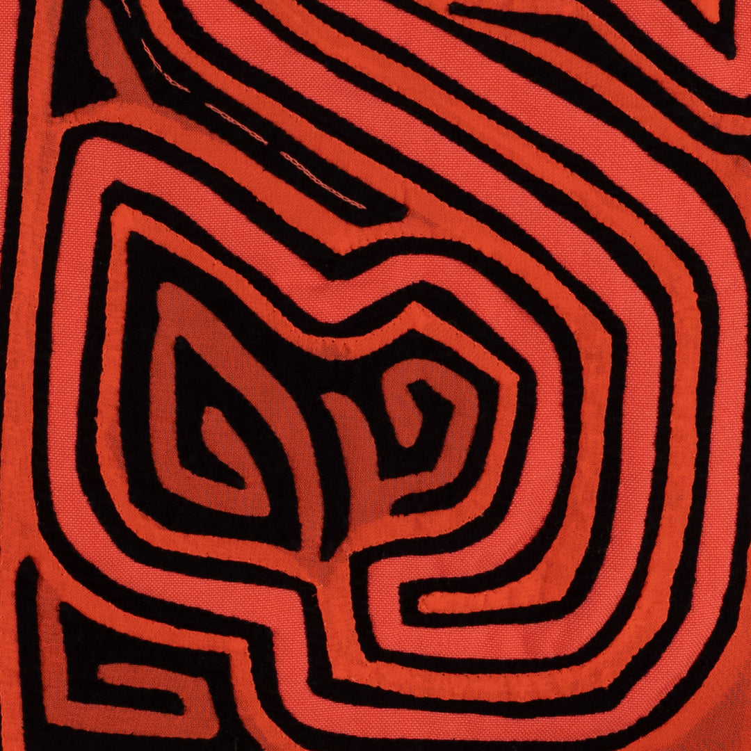 Classic Black And Orange Traditional Design Mola