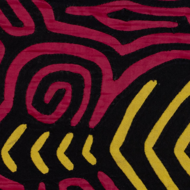 Traditional Black And Rosada Classic Design Mola