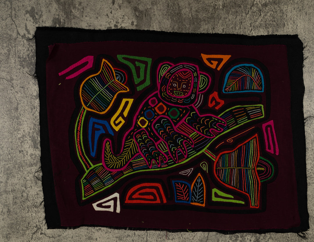 Burgundy And Pink Monkey Ape Of The Rainforest Mola