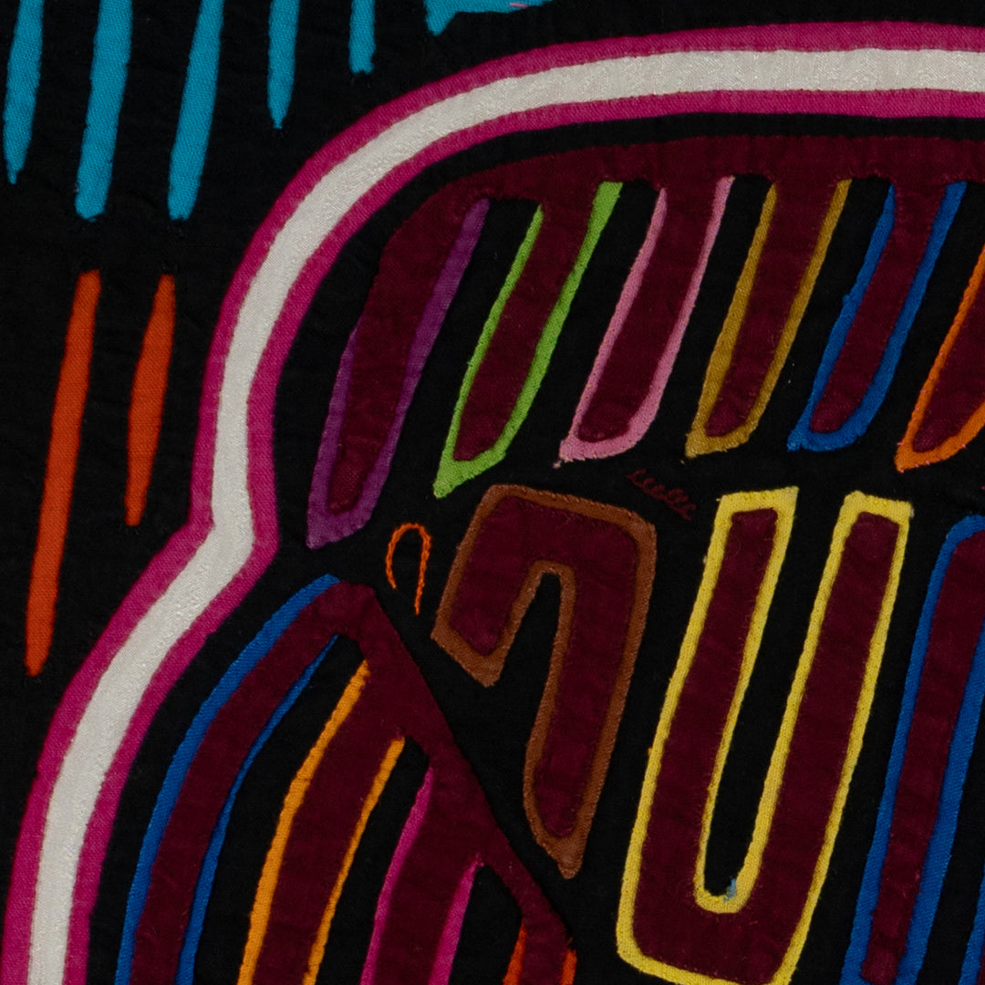 Traditional Black Red And White Wild Turkey Mola