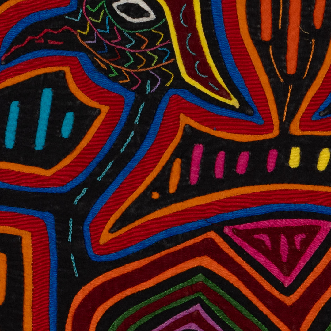 Traditional Red Orange And Blue Jungle Bird Mola