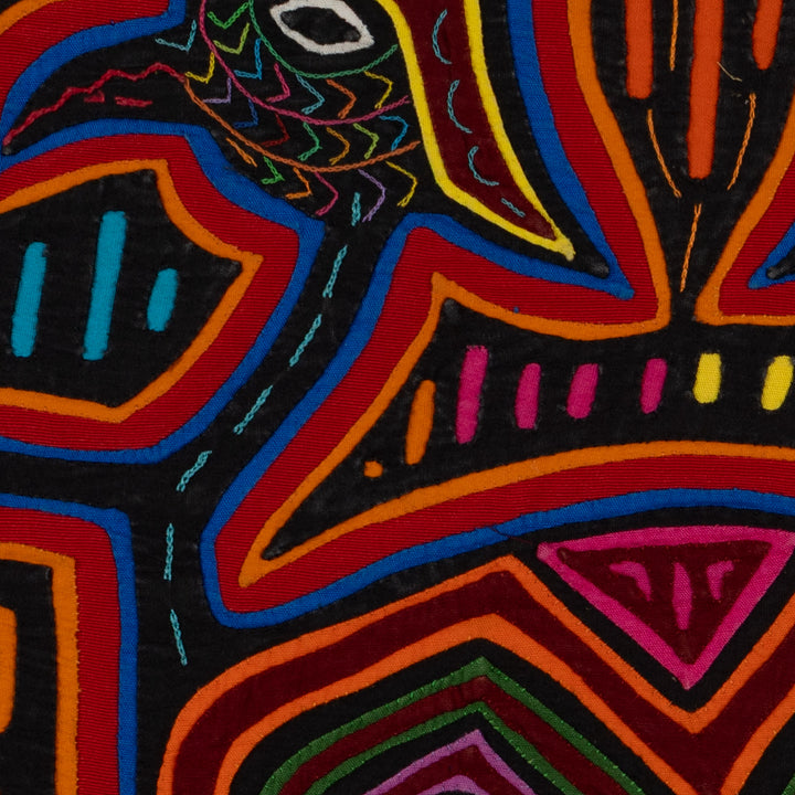 Traditional Red Orange And Blue Jungle Bird Mola