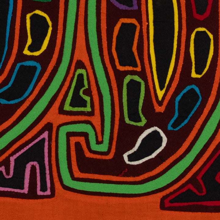 Traditional Orange And Green Gourd Mola