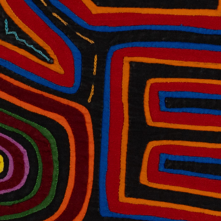 Traditional Red Orange And Blue Jungle Bird Mola