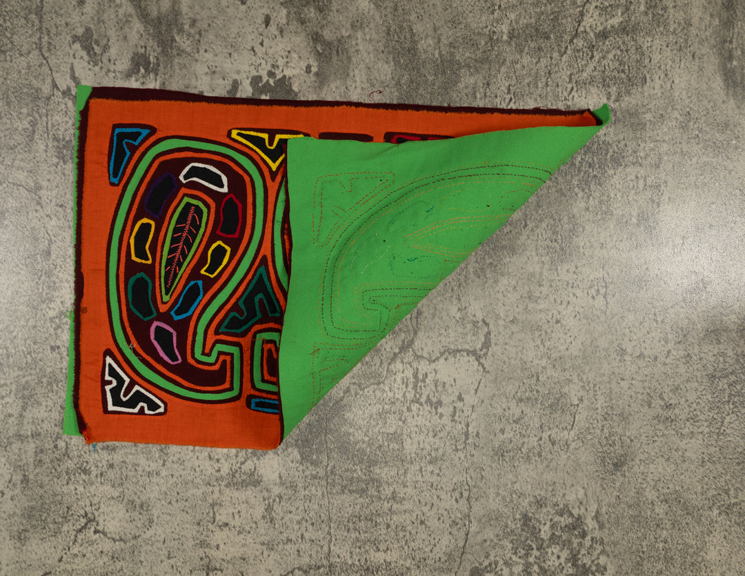 Traditional Orange And Green Gourd Mola