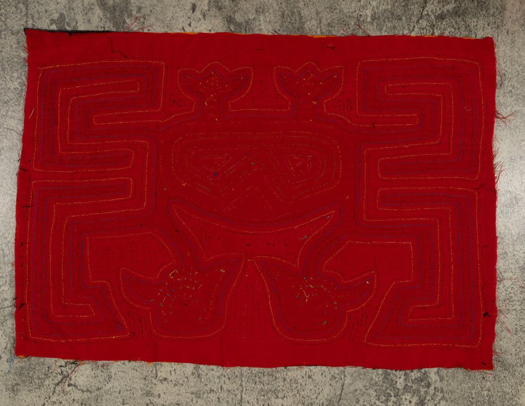 Traditional Red Orange And Blue Jungle Bird Mola