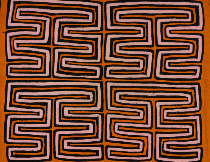 Traditional Orange Black And Cream Classic Design Mola