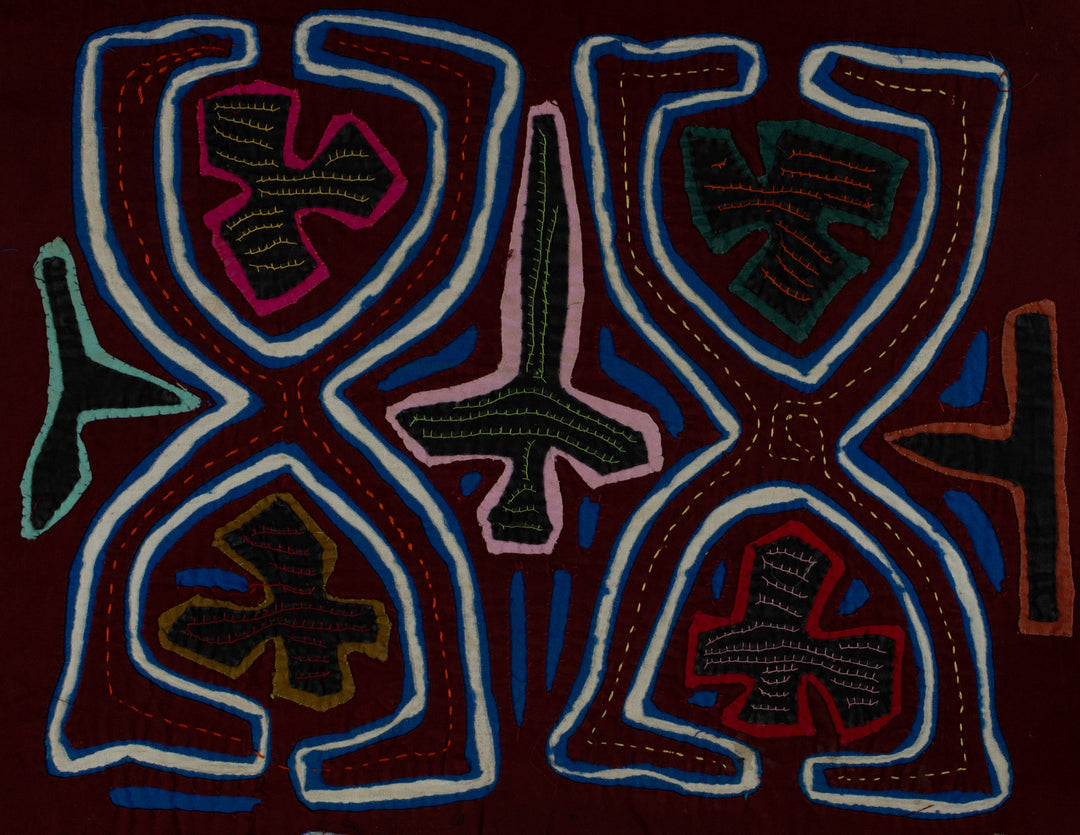 Traditional Maroon Blue And White Calisthenics Mola