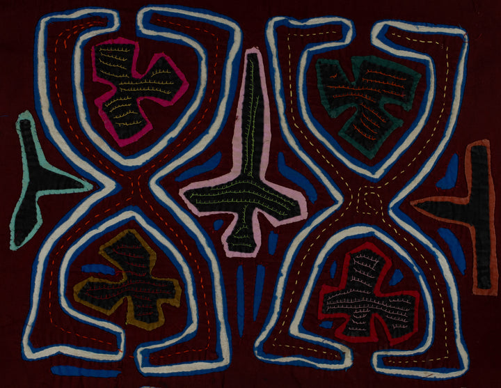 Traditional Maroon Blue And White Calisthenics Mola