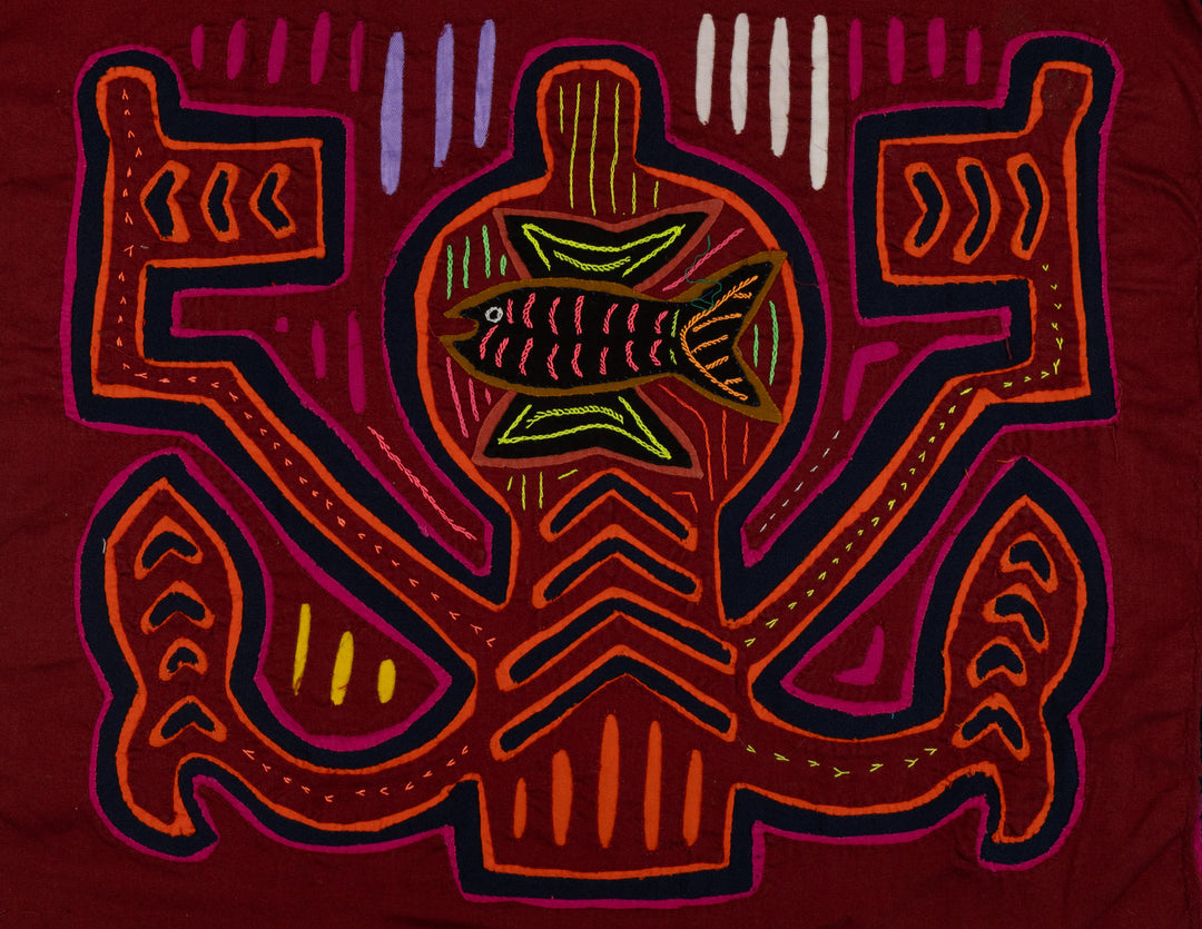 Traditional Red Orange And Black Classic Design Mola