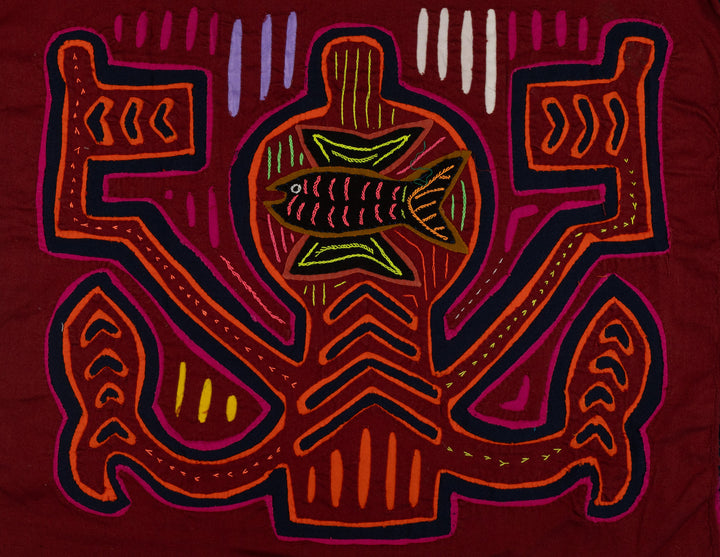 Traditional Red Orange And Black Classic Design Mola