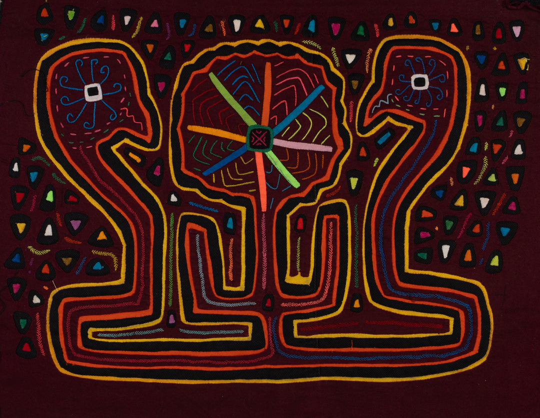 Traditional Burgundy And Yellow Flower Admirer Mola