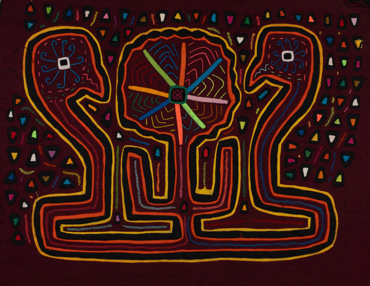 Traditional Burgundy And Yellow Flower Admirer Mola