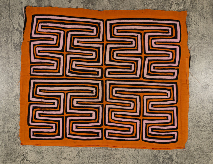 Traditional Orange Black And Cream Classic Design Mola