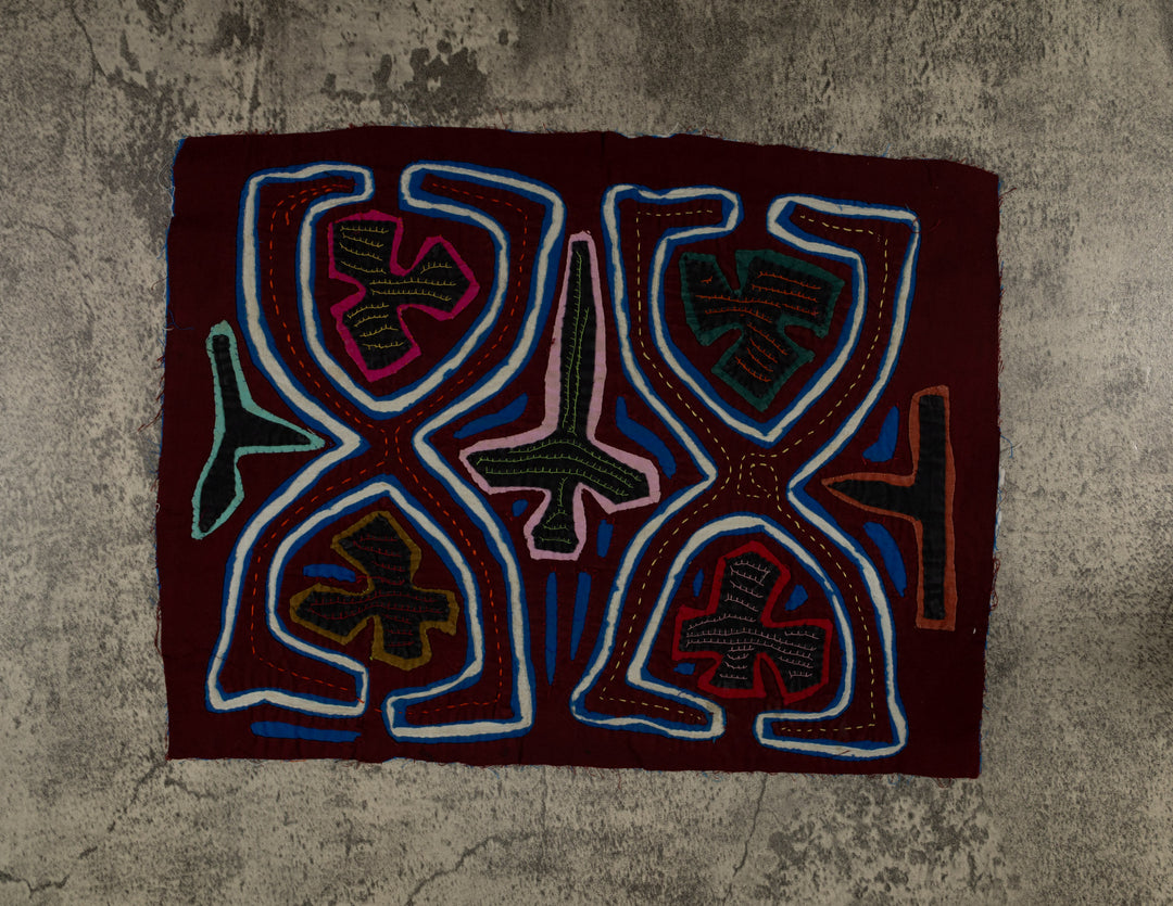 Traditional Maroon Blue And White Calisthenics Mola