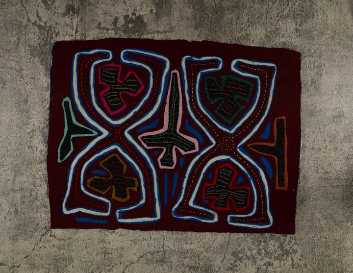 Traditional Maroon Blue And White Calisthenics Mola