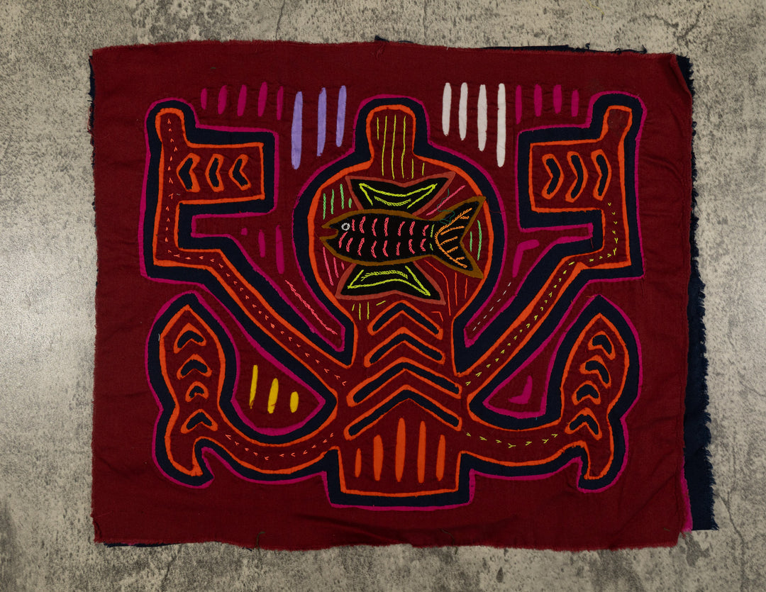 Traditional Red Orange And Black Classic Design Mola