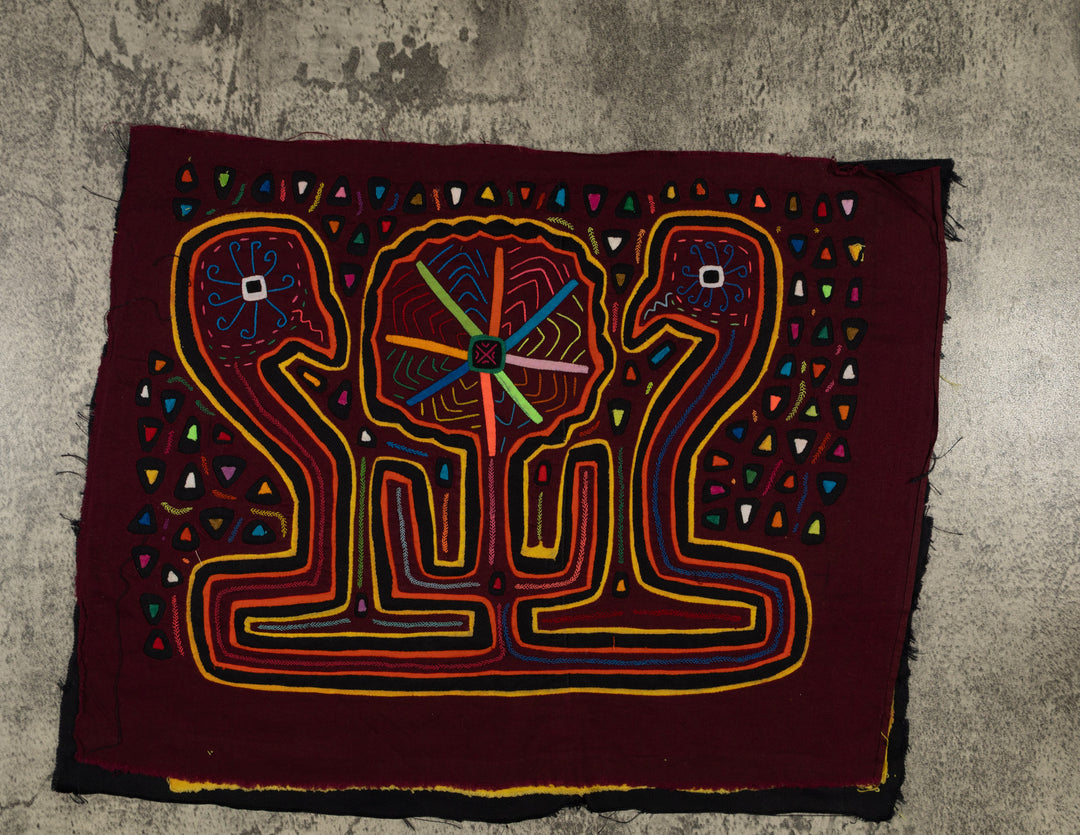 Traditional Burgundy And Yellow Flower Admirer Mola