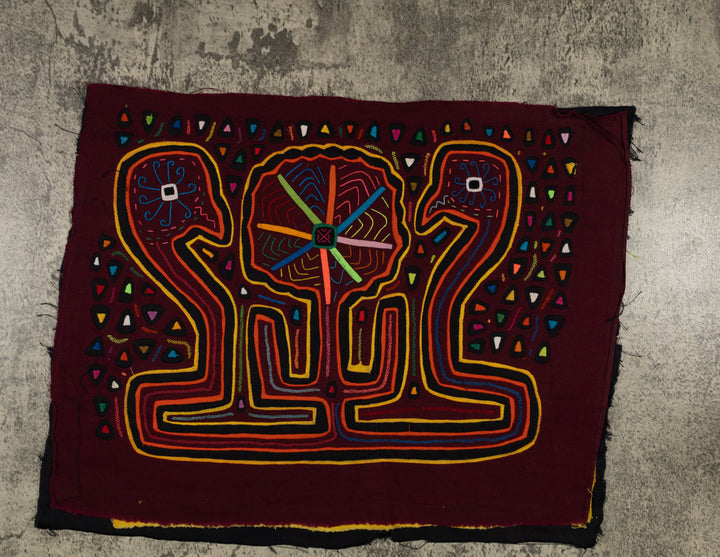 Traditional Burgundy And Yellow Flower Admirer Mola