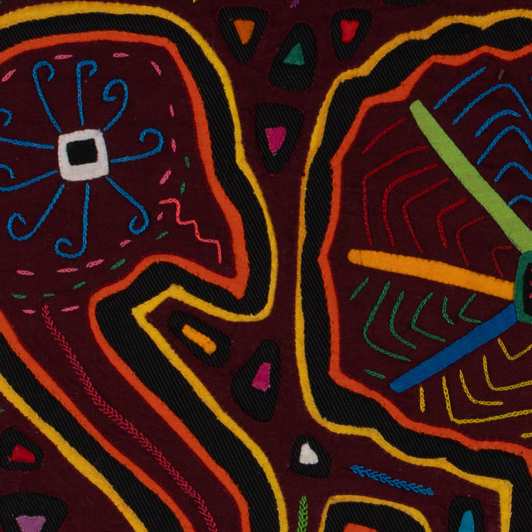 Traditional Burgundy And Yellow Flower Admirer Mola