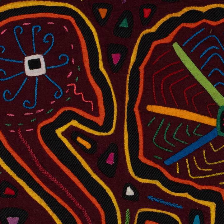 Traditional Burgundy And Yellow Flower Admirer Mola