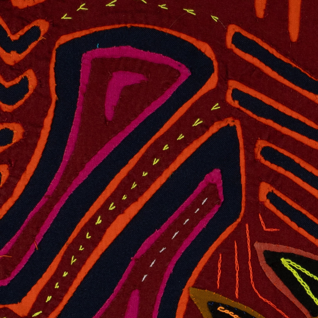 Traditional Red Orange And Black Classic Design Mola