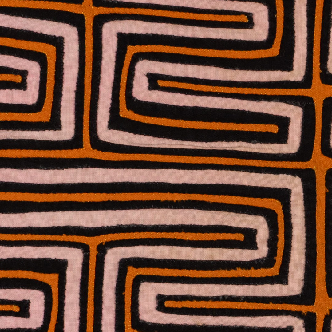 Traditional Orange Black And Cream Classic Design Mola